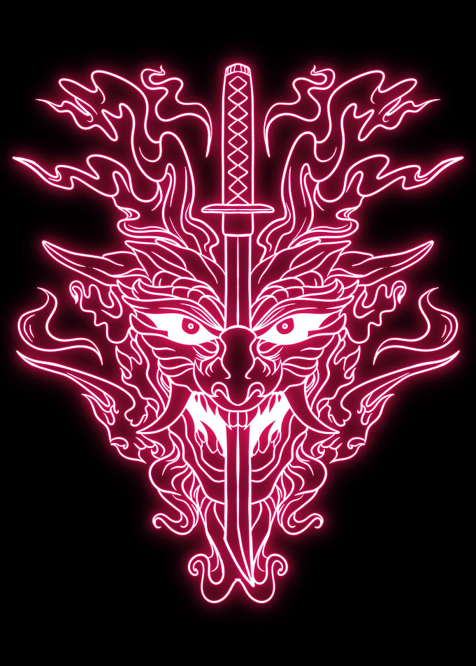 Samurai Mask neon
