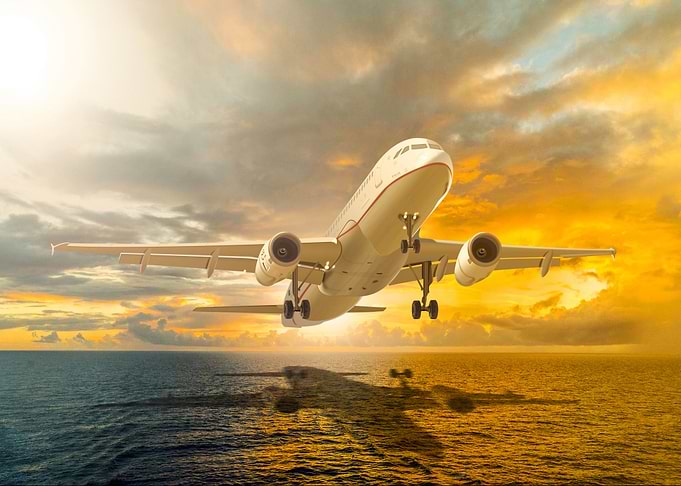 Airplane over the Sea