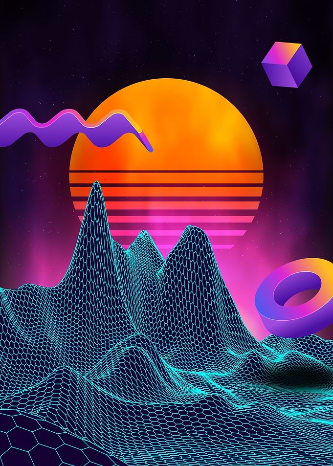 Neon retrowave sunrise
