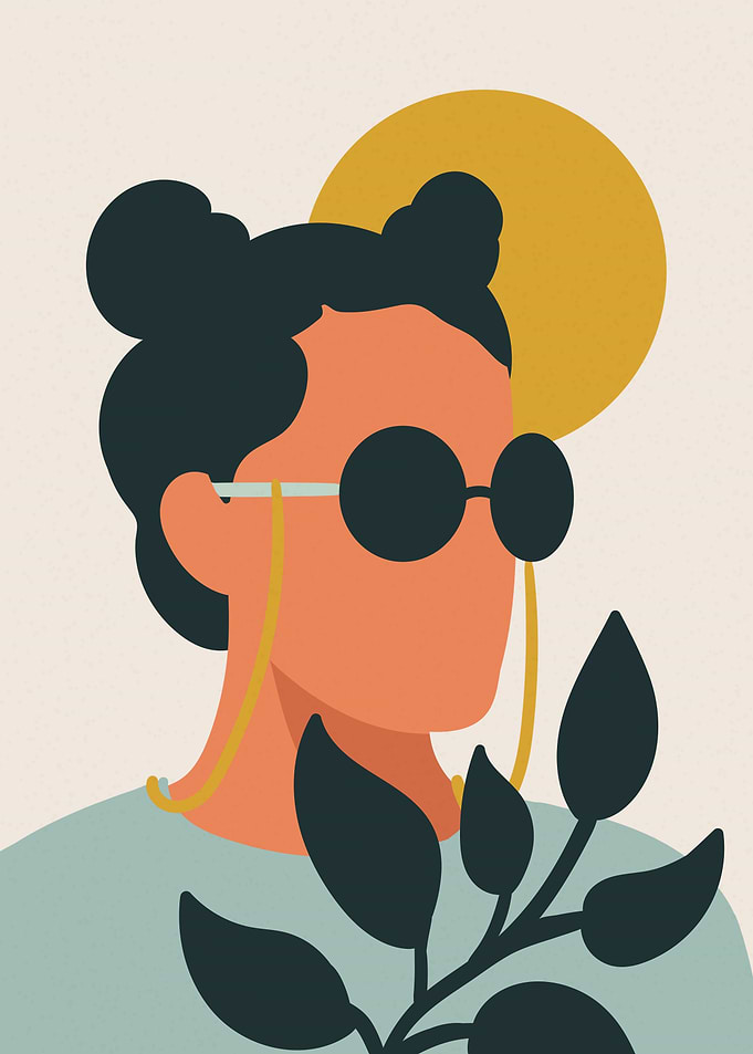 Cool woman floral portrait