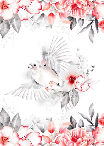 WhitBird and Red Flowers