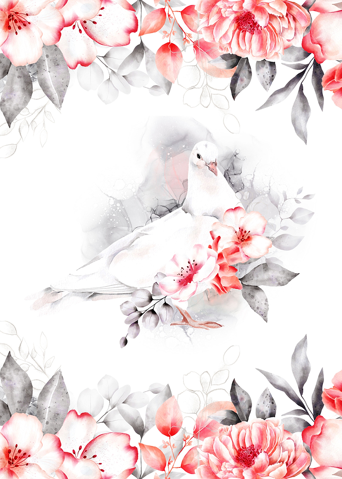 Dove with red flowers