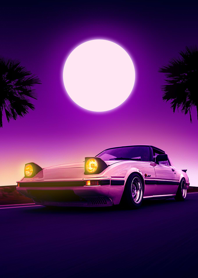 riding night mazda retro