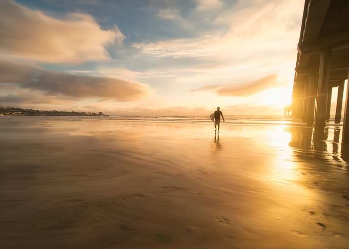 Surfing sunset