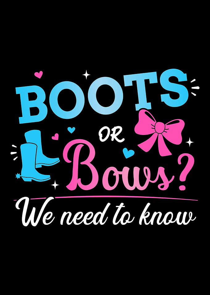 Gender reveal boots or bow