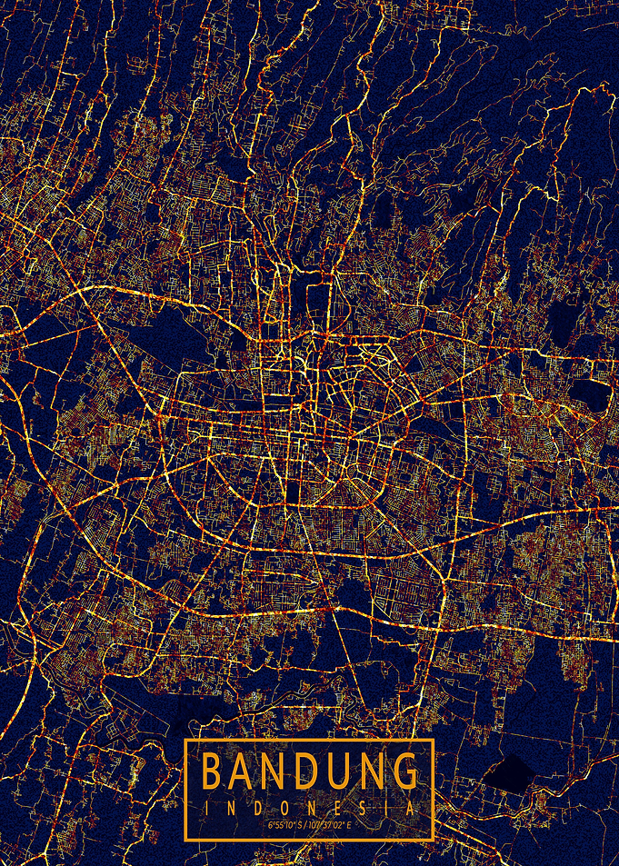 Bandung Map City At Night