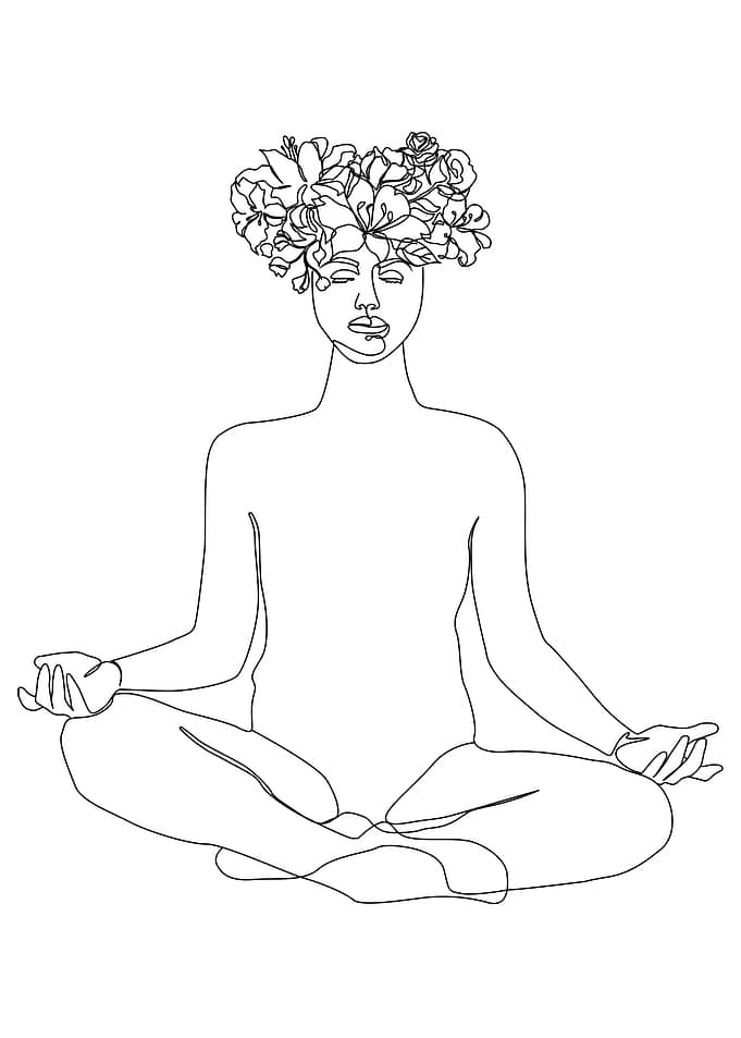 Woman Yoga One line art
