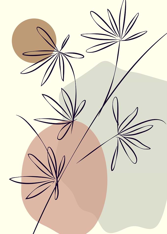 Botanical leaf line shapes