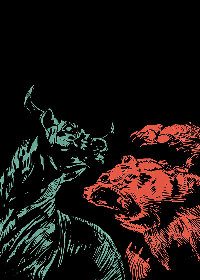 Bear and bull fight