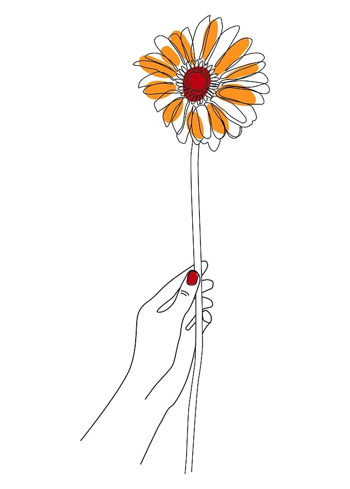 FLower with Hand Line Draw