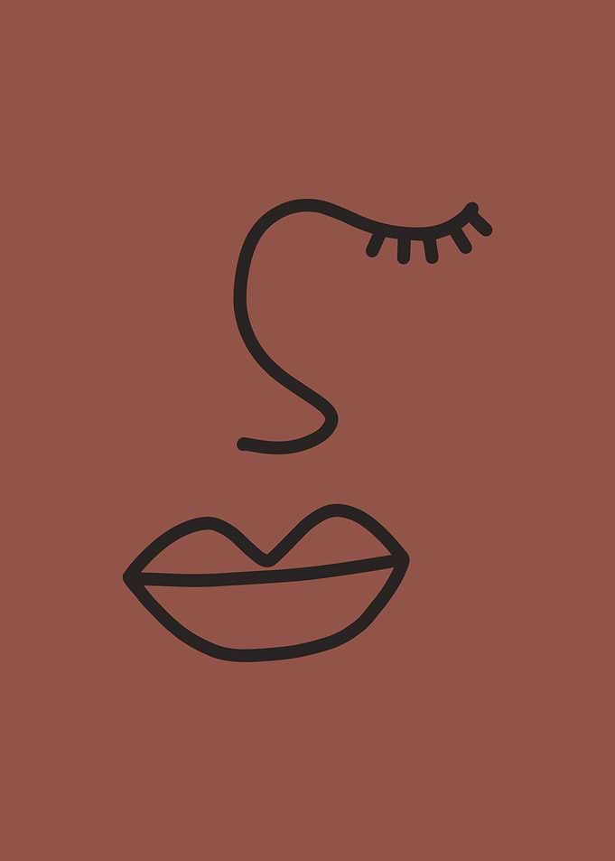 Woman face modern line art