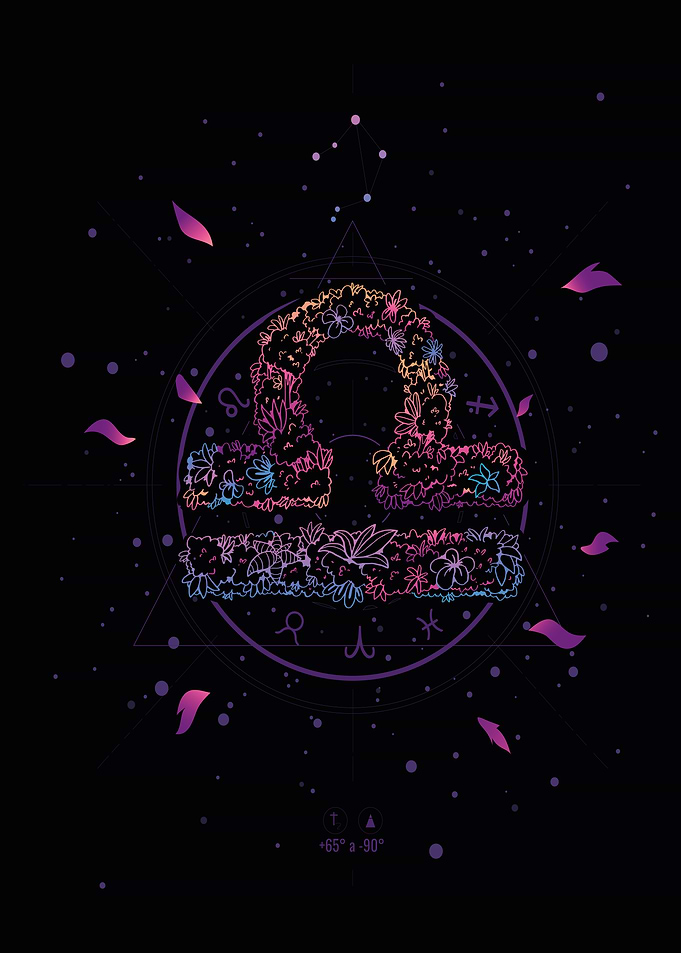 Libra floral zodiac sign