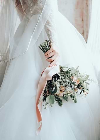 Bride showing her bouquet