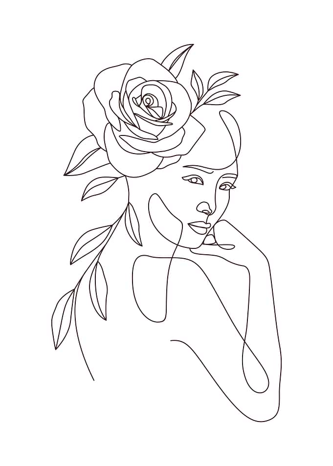 Floral woman head drawings