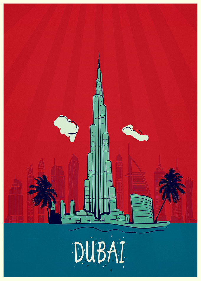 dubai vintage skyline