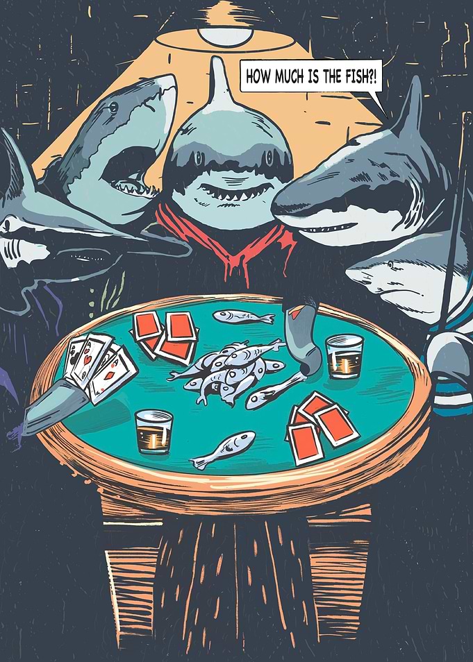 Sharks playing poker