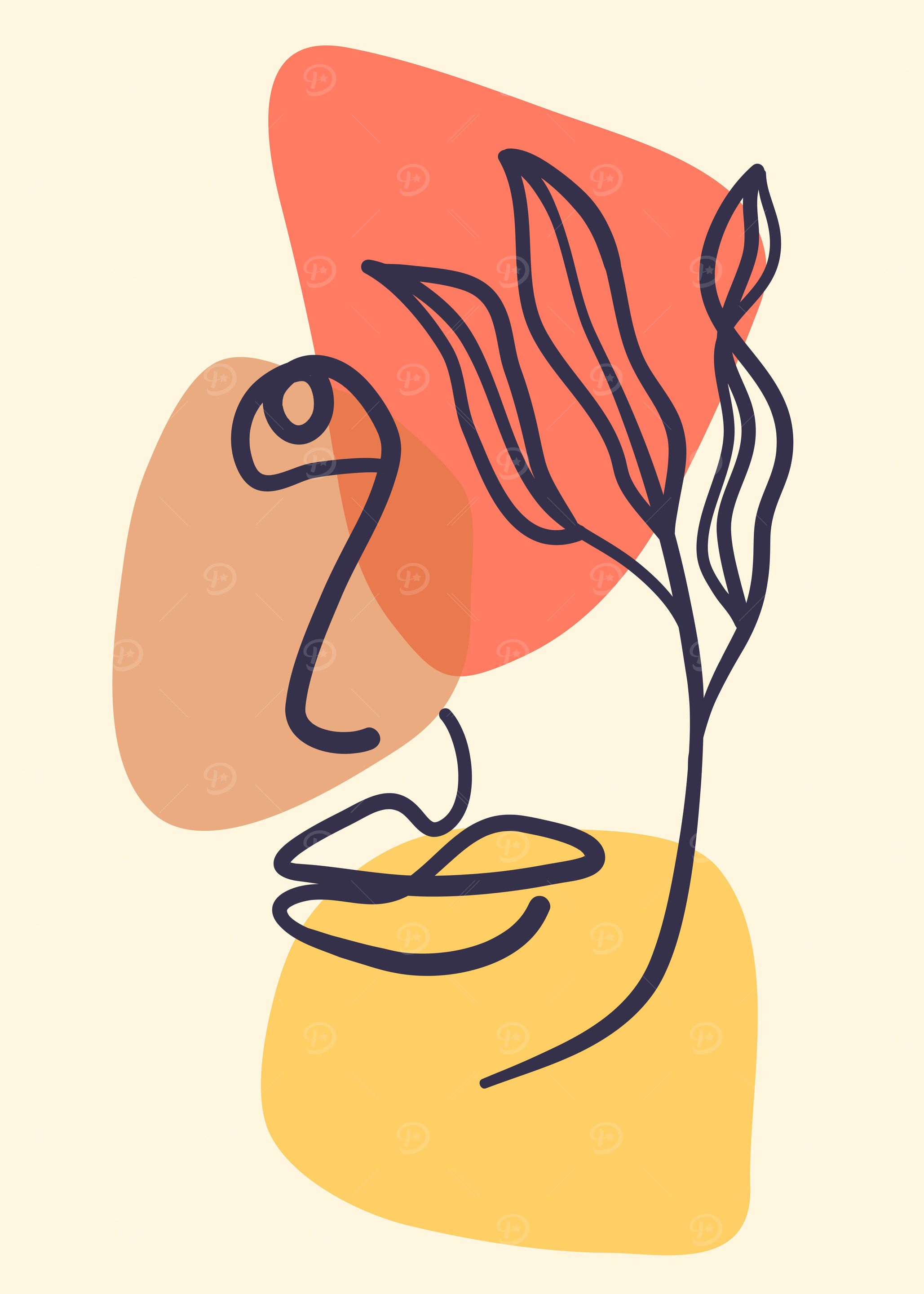 Floral face modern shapes