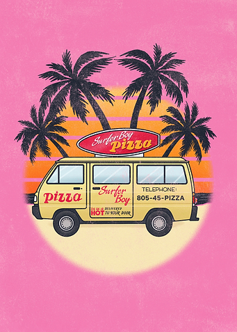Surfer Boy Pizza Car