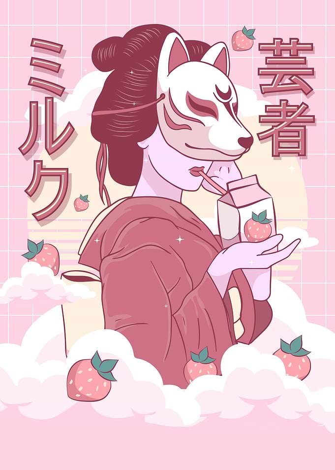 Geisha Kitsune Fox Mask