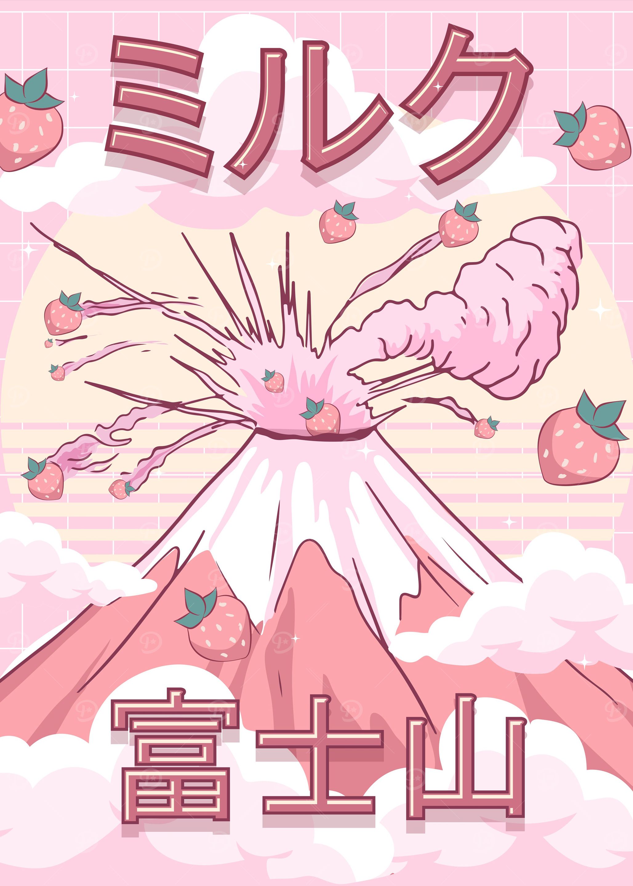 Mt Fuji Kawaii Strawberry