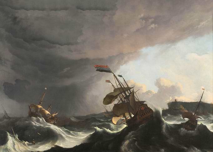 Warships in a Heavy Storm
