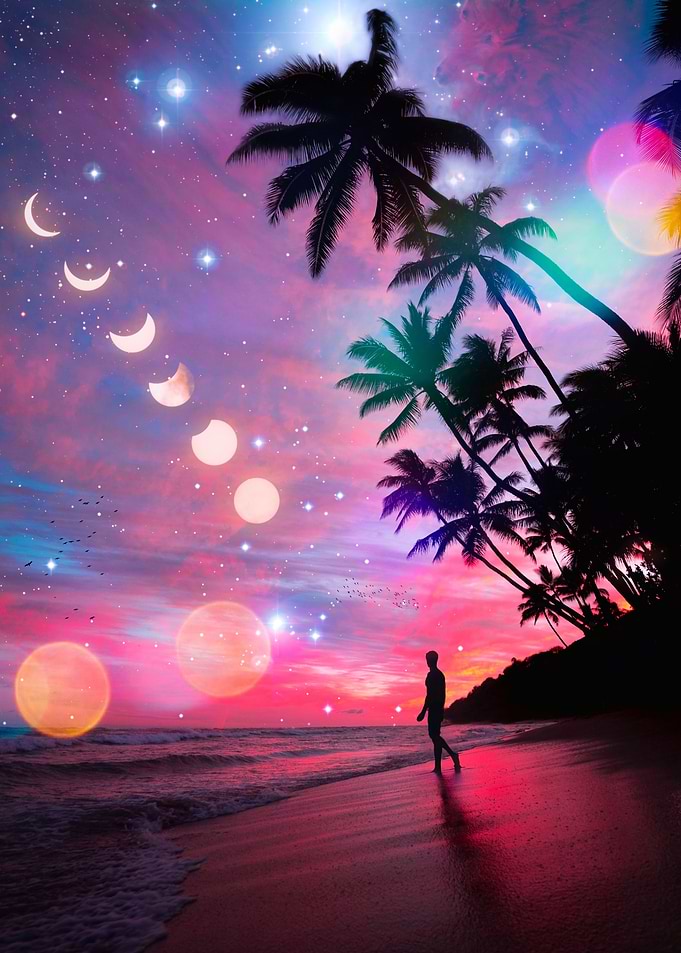 Moon phases on the beach