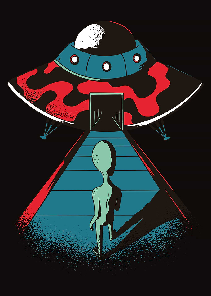 Alien entering ufo