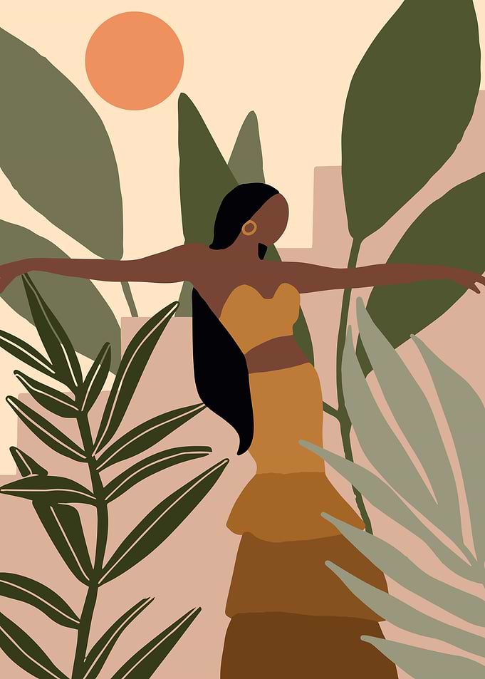 Happy woman with Leaves