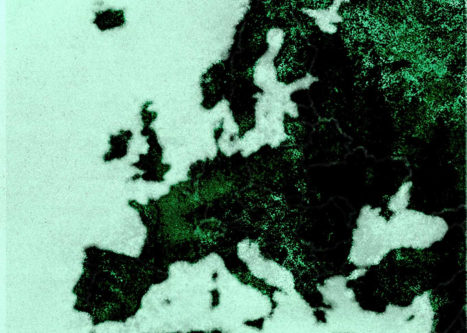 Europe map ink bleed green