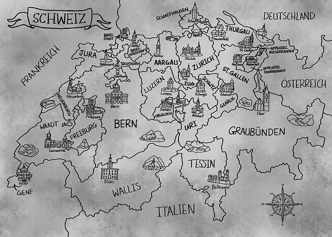 Graue Karte der Schweiz