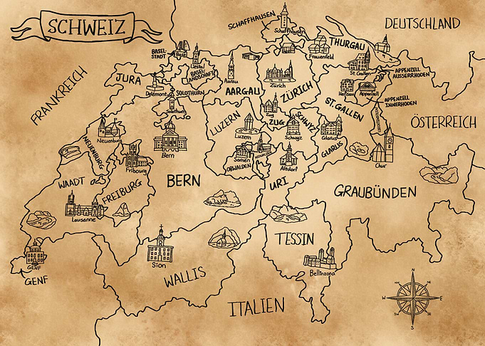 Vintage SchweizKarte