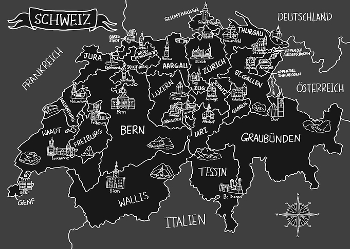 Karte der dunklen Schweiz