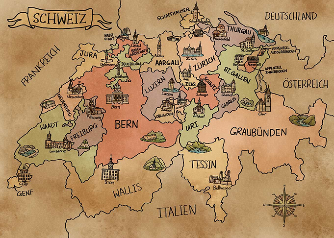 Bunte Vintage Schweiz