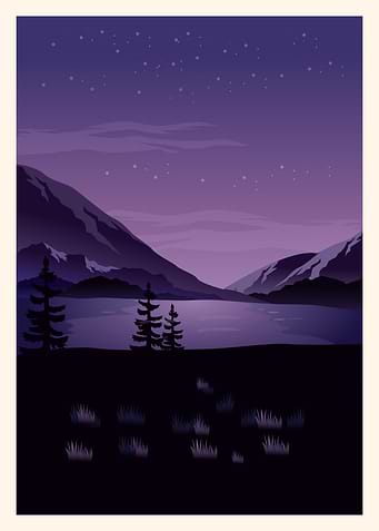 lake ranu night illustrati