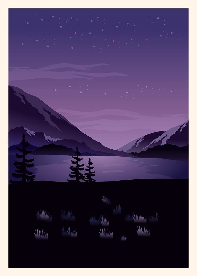 lake ranu night illustrati