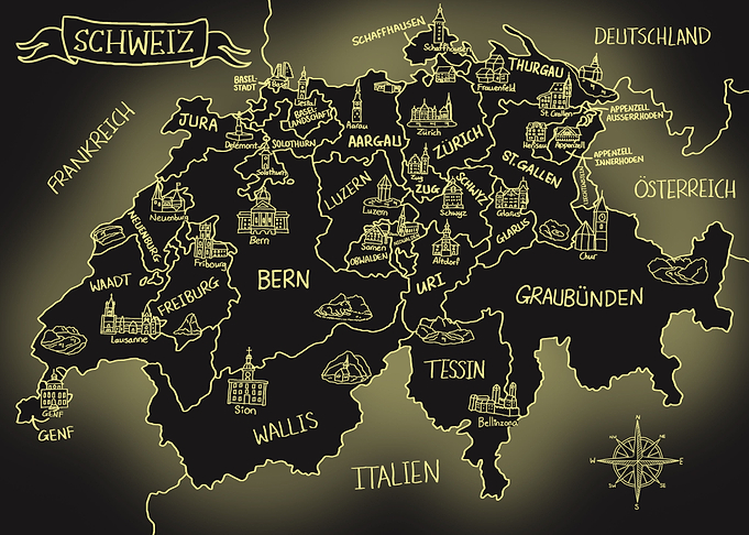 Leuchtende Schweiz Karte