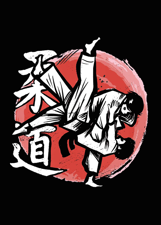 Judo hand drawn fighters