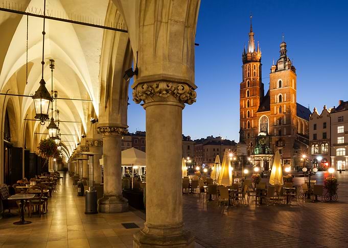 Krakow By Night In Poland