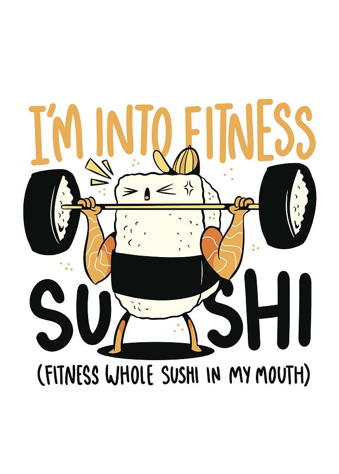 Sushi food lifting weights