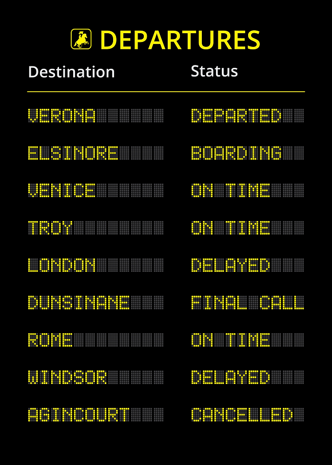 Shakespeare Departures