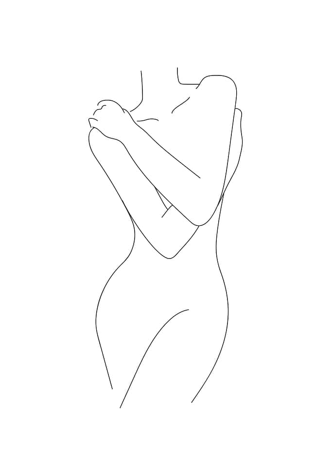 Nude woman body line art