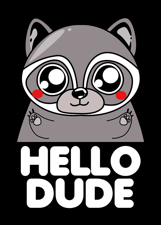 Cute Raccoon Hello Dude