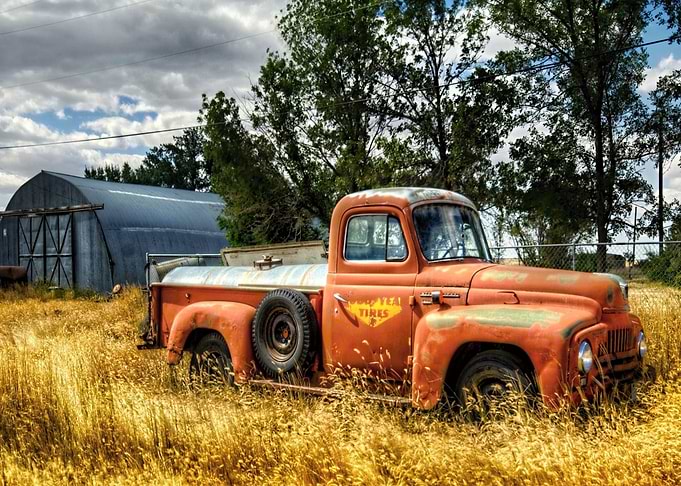 Old US truck on a farm