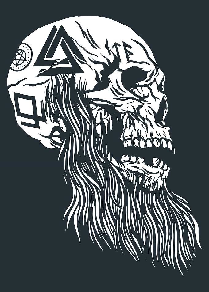 Viking tattooed skull