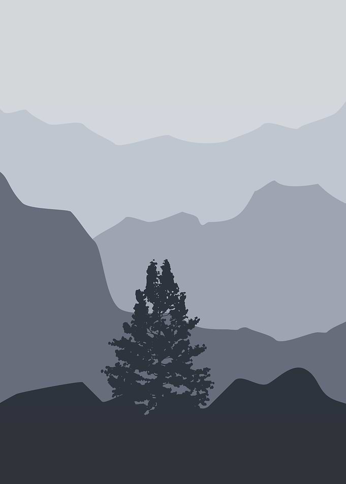 Midcentury Moon and sunset
