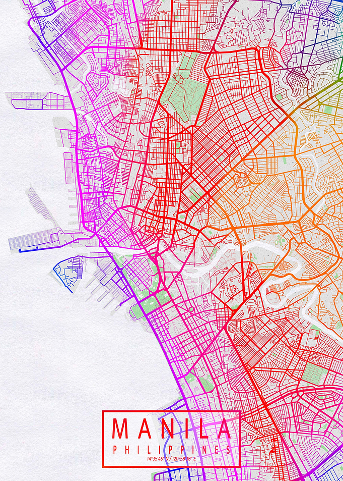 Manila City Map Colorful