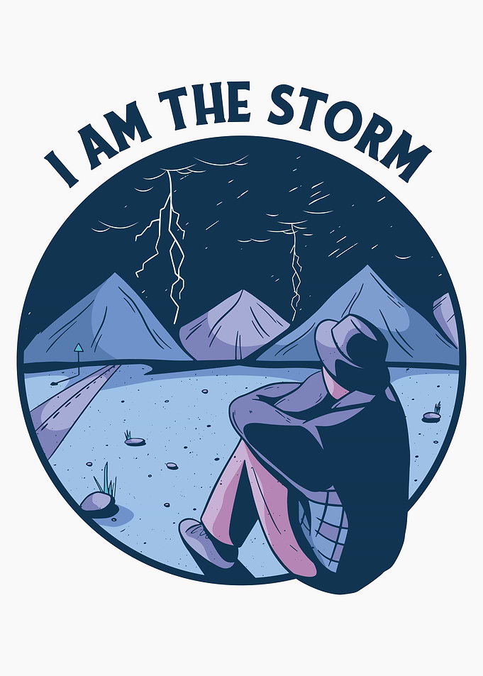 Man in storm nature