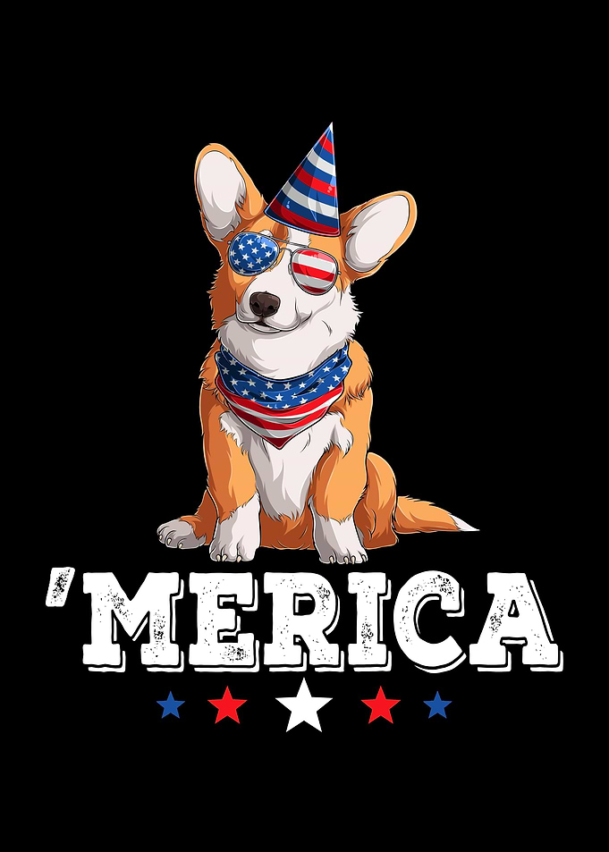 Dog 4th of July USA Corgi