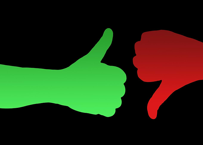 Silhouette thumbs up down