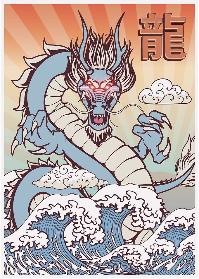 Kaiju Dragon Kanagawa Wave